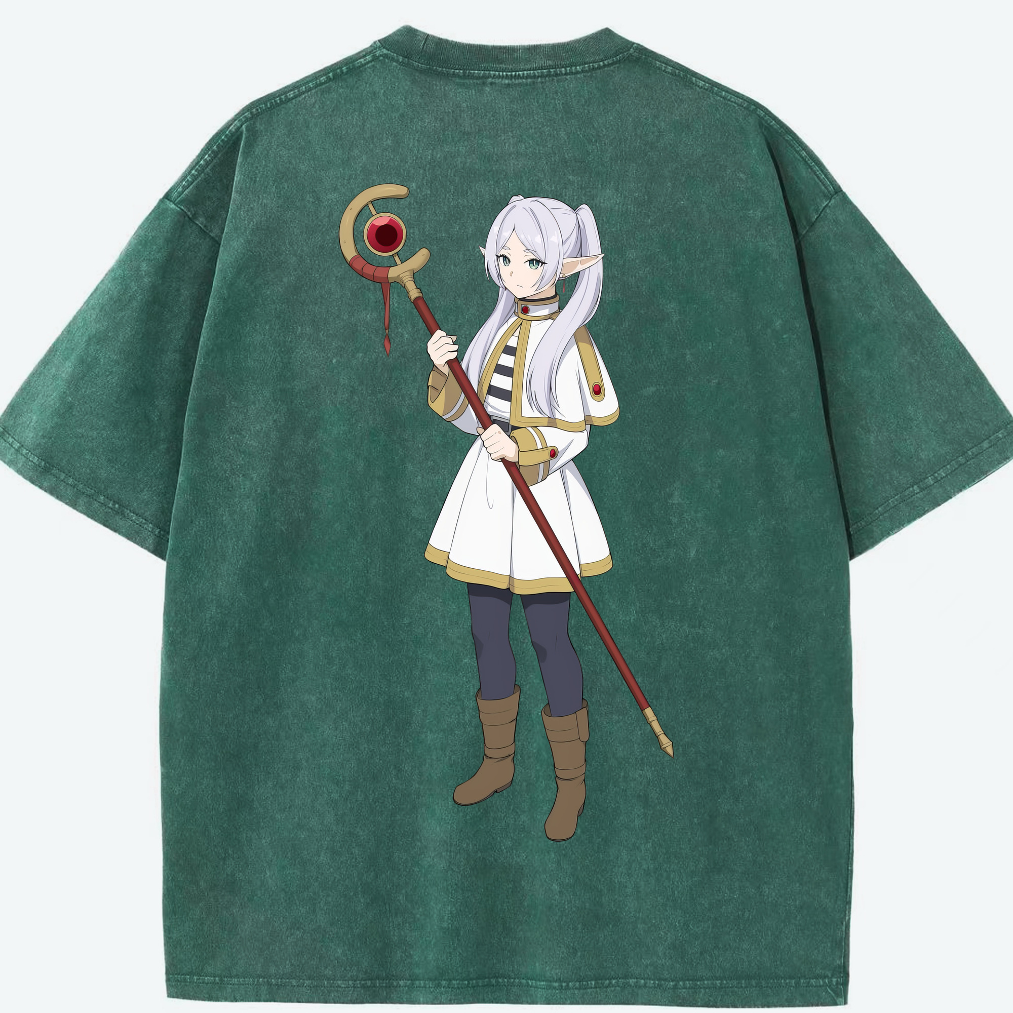 （画像用） 葬送のフリーレン Frieren 綿100% ヴィンテージ風 半袖Tシャツ（背面プリント）